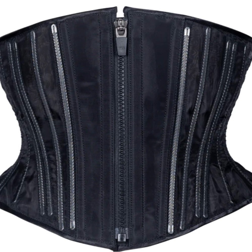 Timeless Trends Black Fine Mesh No Line Corset, Hourglass Silhouette, Short
